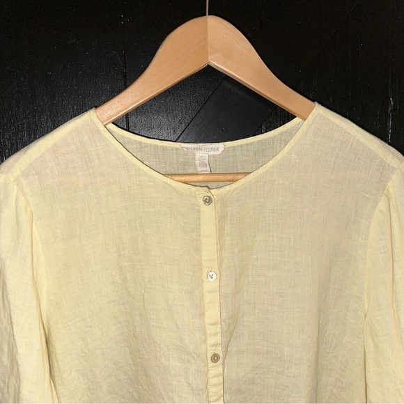Eileen Fisher Organic Linen Long Button Down Tunic Boho Breathable Size M - Picture 3 of 10